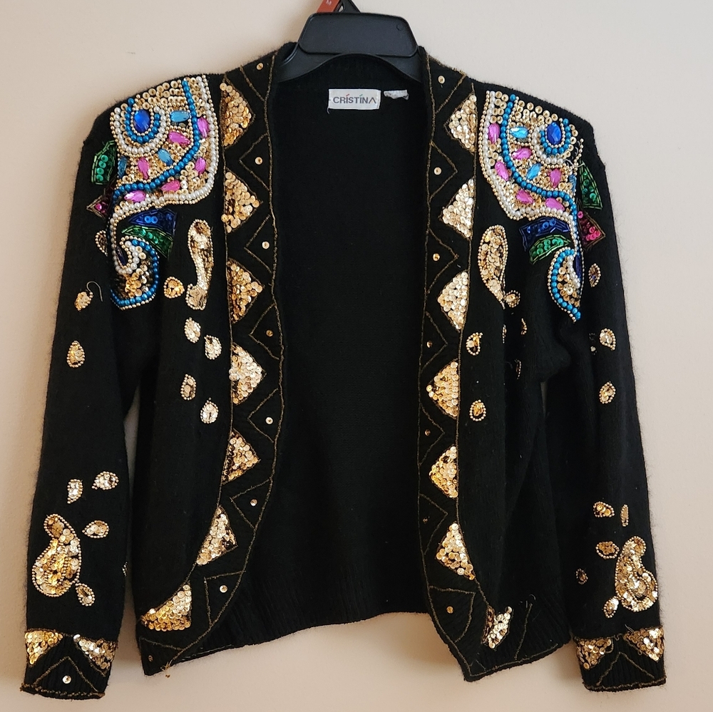 Cristina Vintage Silk and Angora beaded sweater - Picture 4 of 5